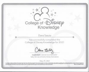 Dana Sasuta College of Disney Knowledge Certificate
